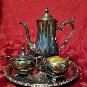 Vintage W M Rogers 800 Silver Plate Tea Set 5 Piec